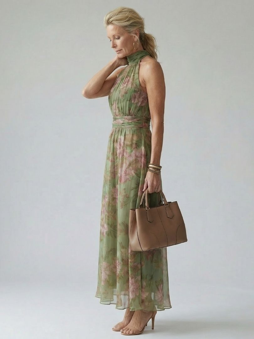 Mirelle – Women's Floral Halter Midi Dress | Huna