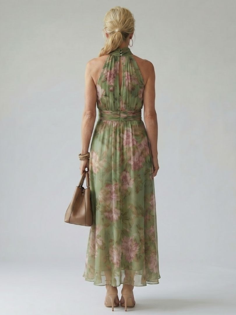 Mirelle – Women's Floral Halter Midi Dress | Huna