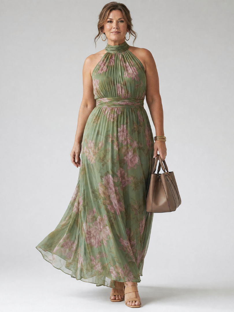 Mirelle – Women's Floral Halter Midi Dress | Huna