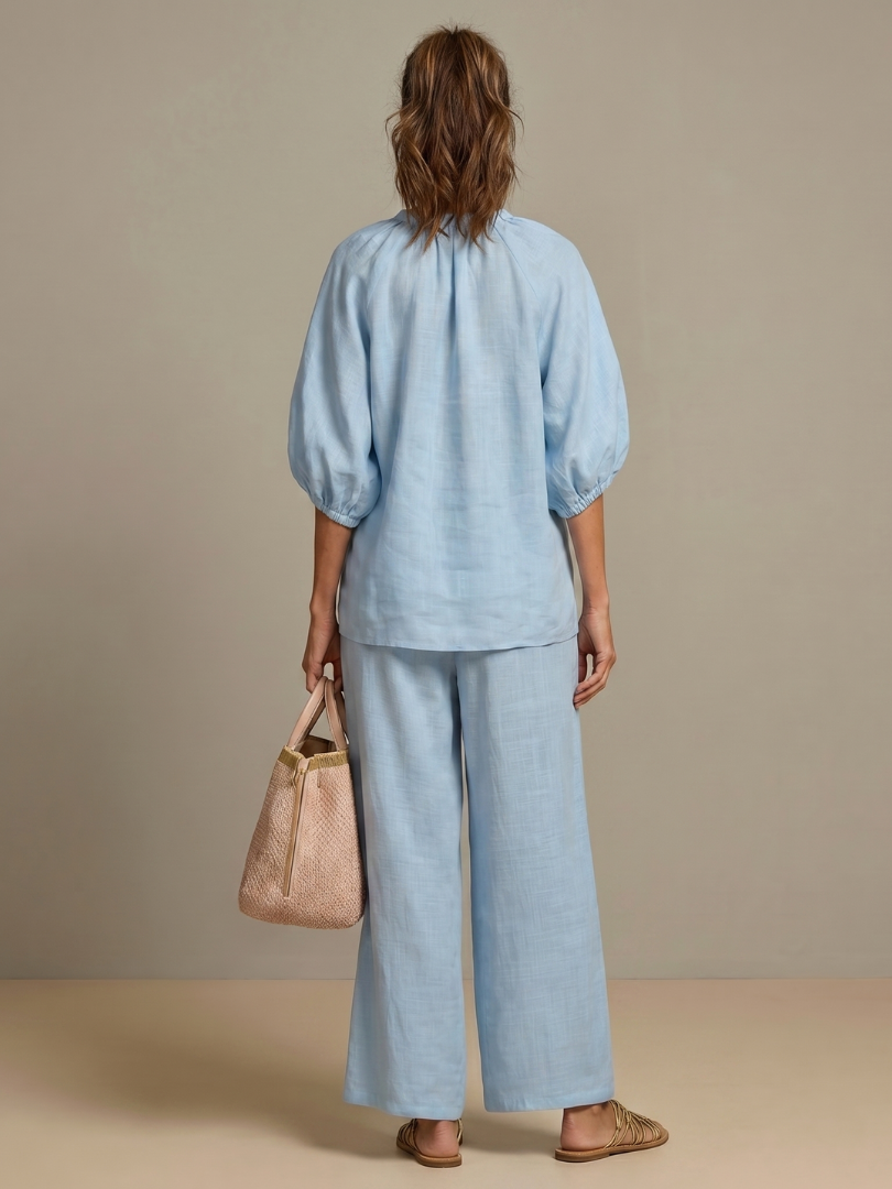 Women's Two Piece Set – Zip Front Blouson & Wide Leg | The Natalia | Huna