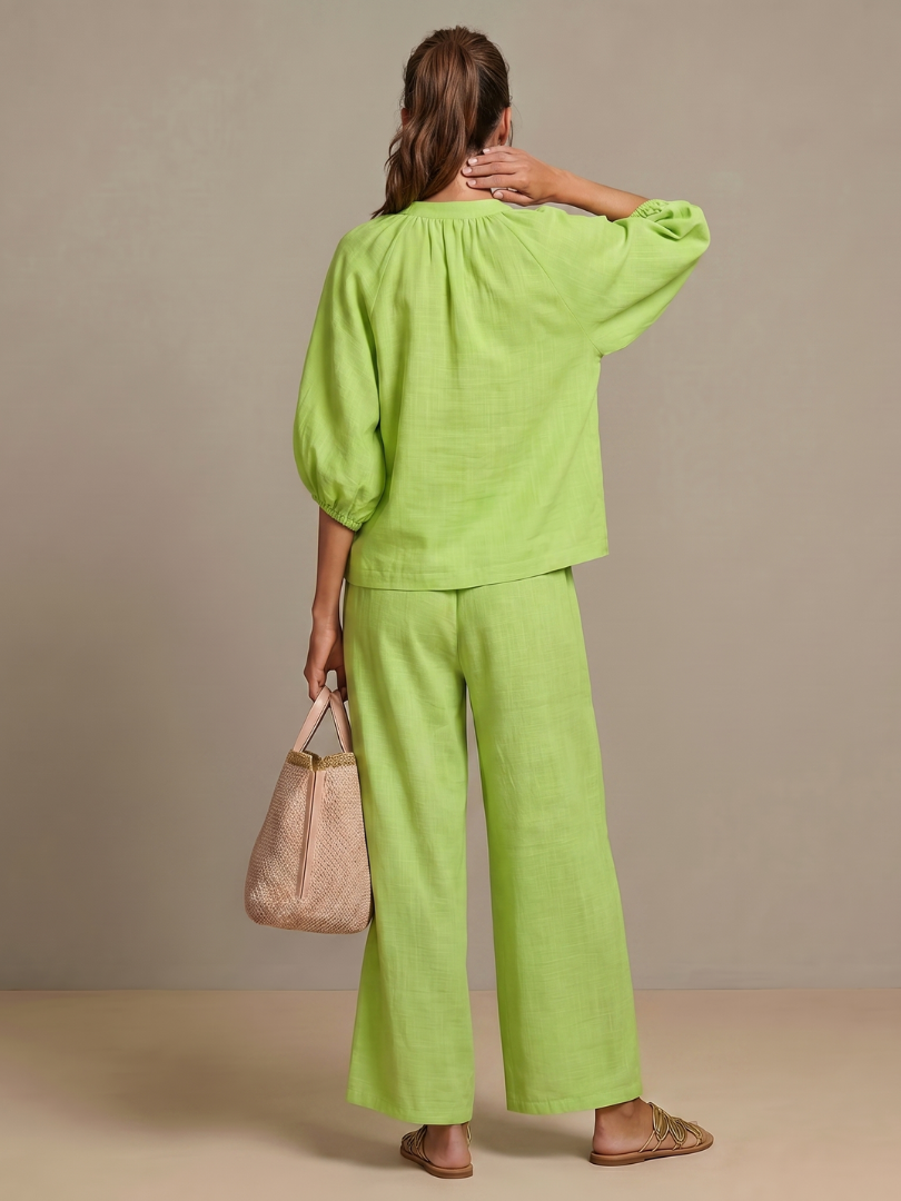 Women's Two Piece Set – Zip Front Blouson & Wide Leg | The Natalia | Huna