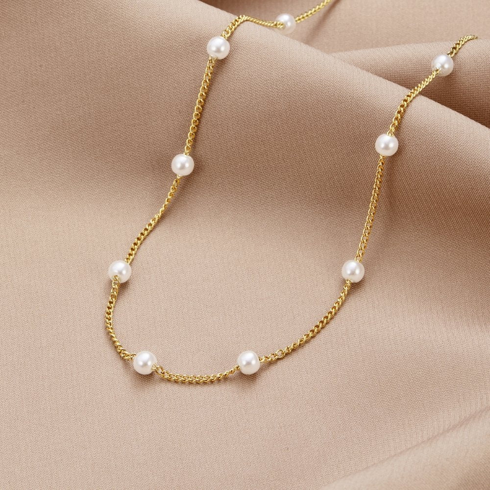 The Nura – Women's Pearl 18K Gold Necklace | Huna Signatures