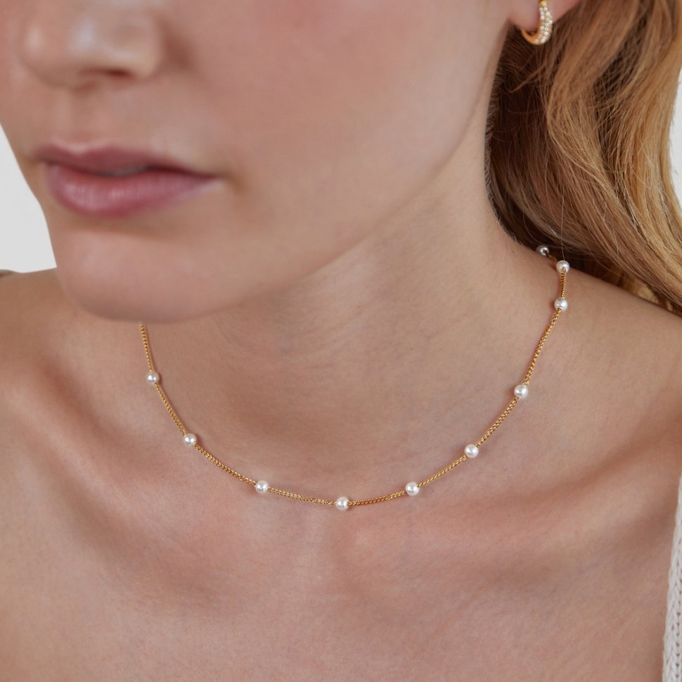The Nura – Women's Pearl 18K Gold Necklace | Huna Signatures