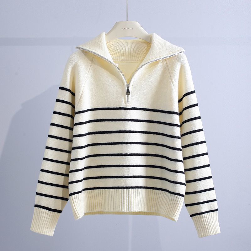 Women's Cotton Half Zip Jumper – relaxed ribbed trim – product view 4