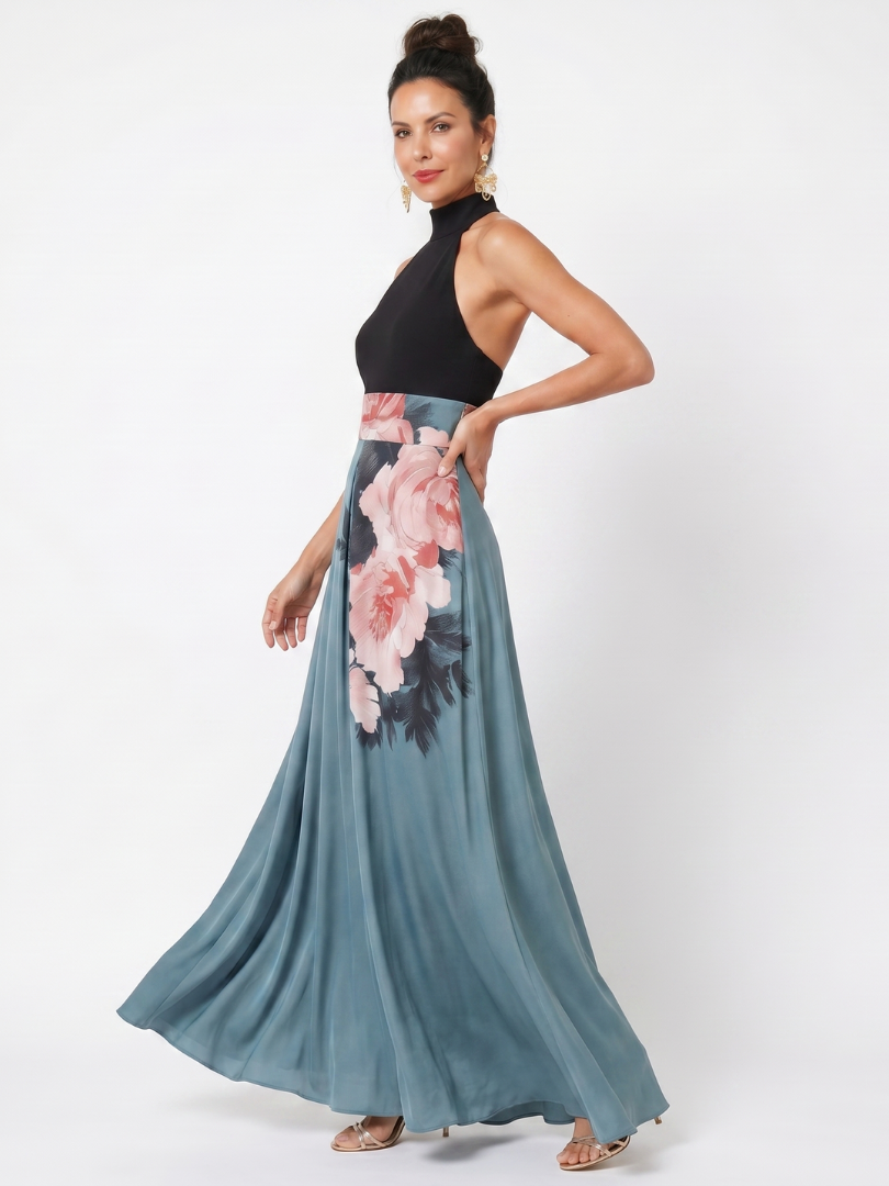 Olympas – Women's Halter Floral Maxi Dress | Huna
