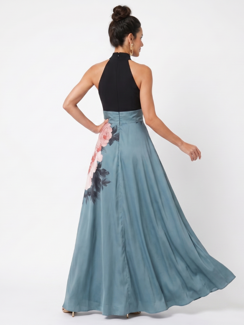 Olympas – Women's Halter Floral Maxi Dress | Huna