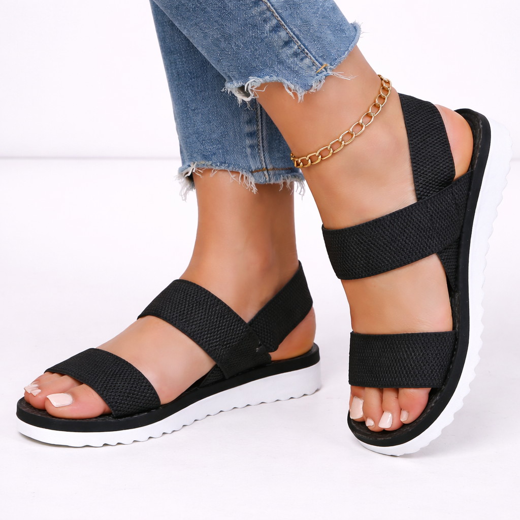 Orthopedic Comfort Sandals Black Synthetic Anti-Slip Design