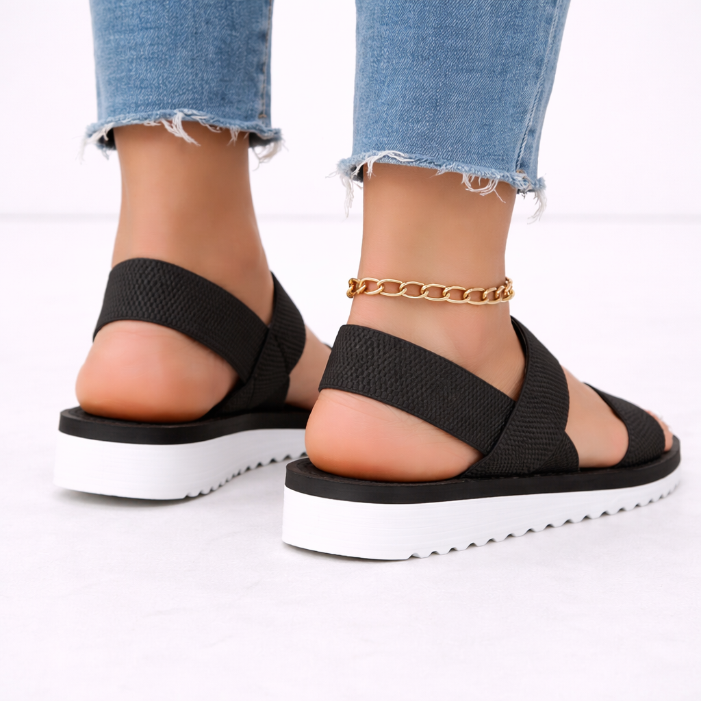 Orthopedic Comfort Sandals Black Synthetic Anti-Slip Design