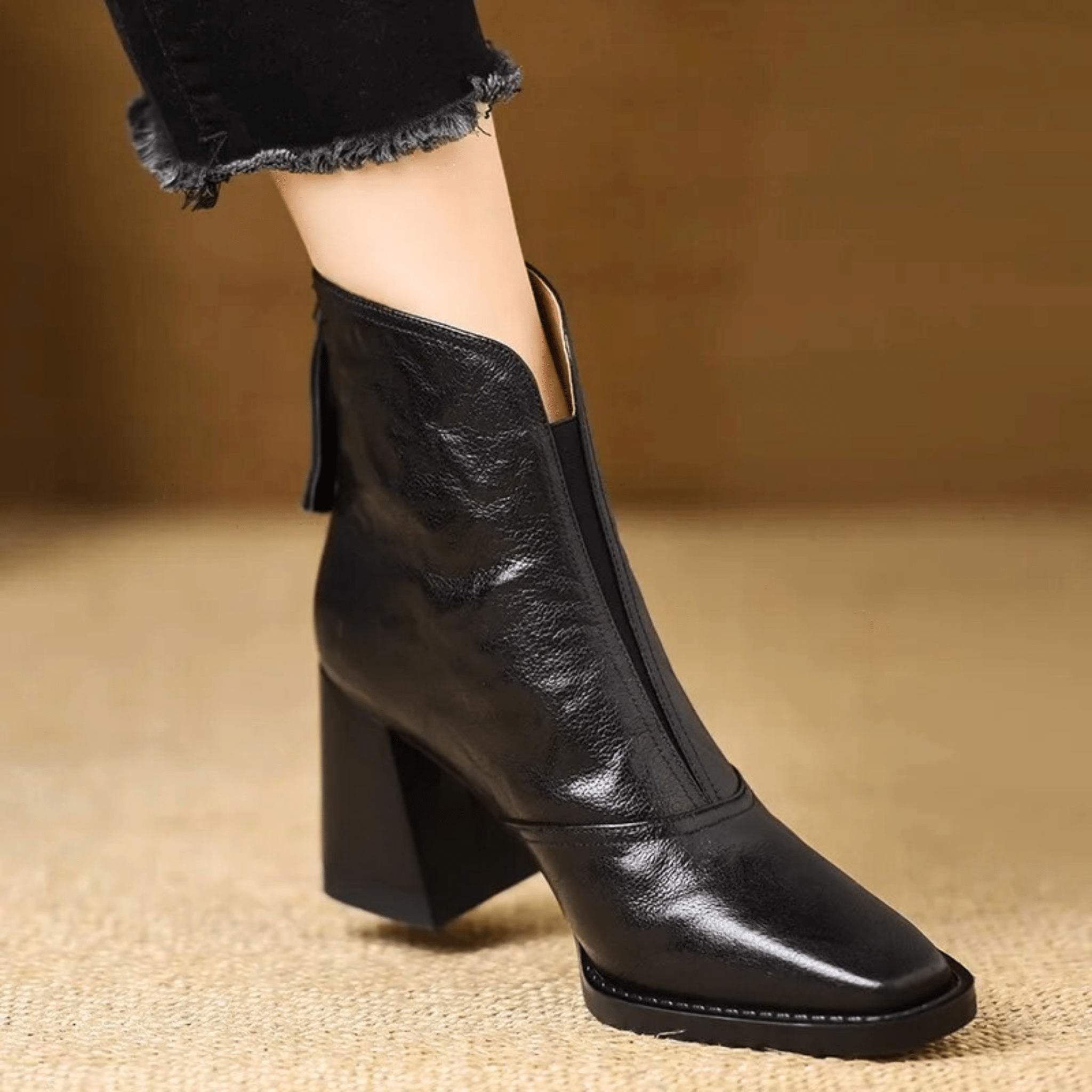 Women's Leather Block Heel Ankle Boots – The Ovelle | Huna