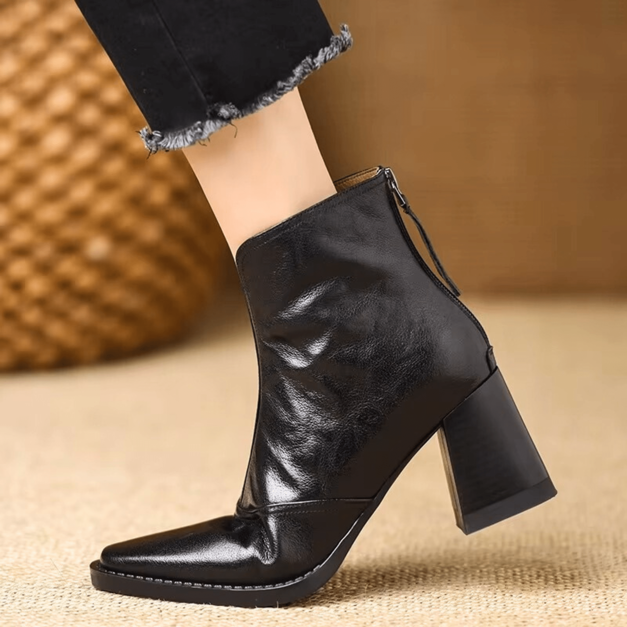 Women's Leather Block Heel Ankle Boots – The Ovelle | Huna