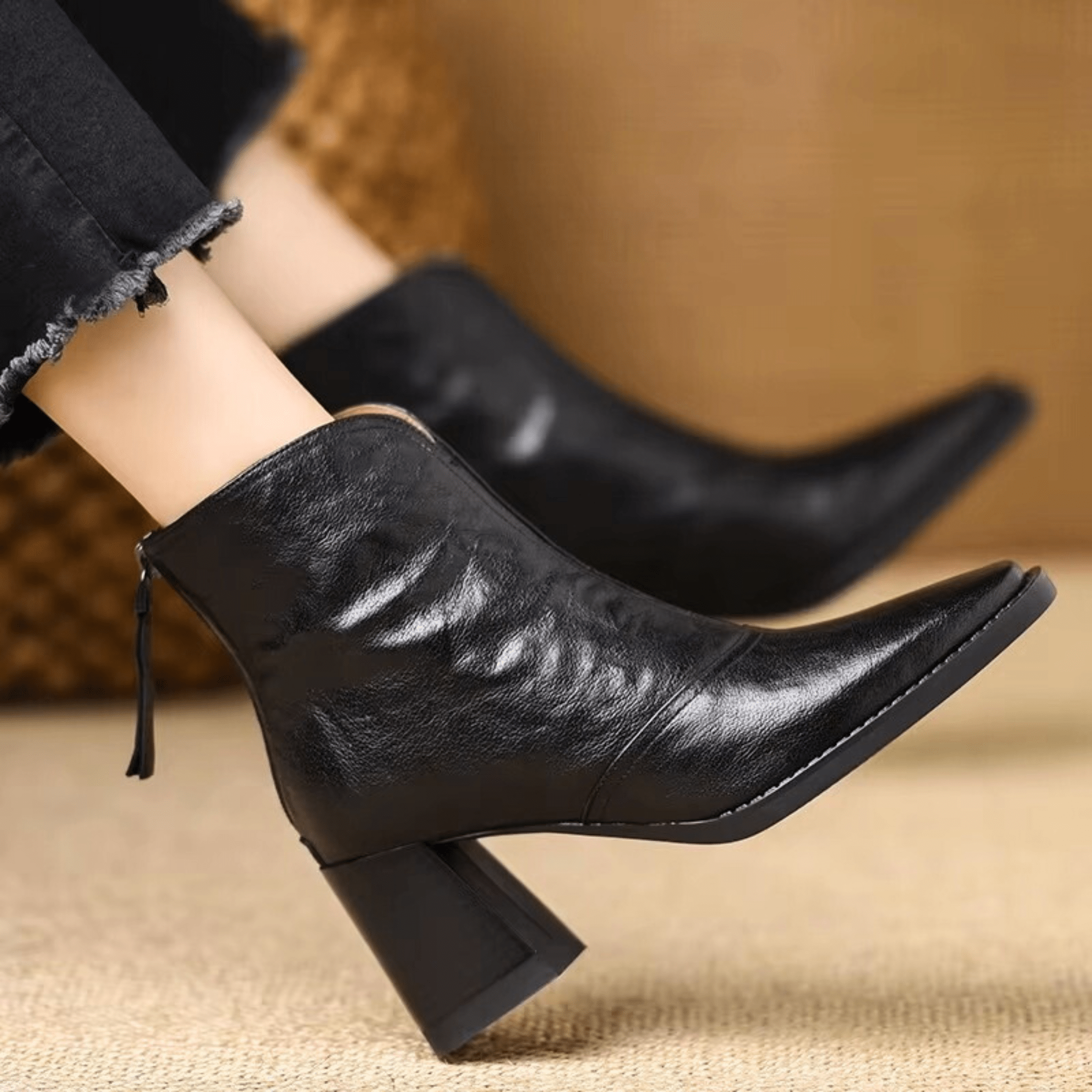 Women's Leather Block Heel Ankle Boots – The Ovelle | Huna