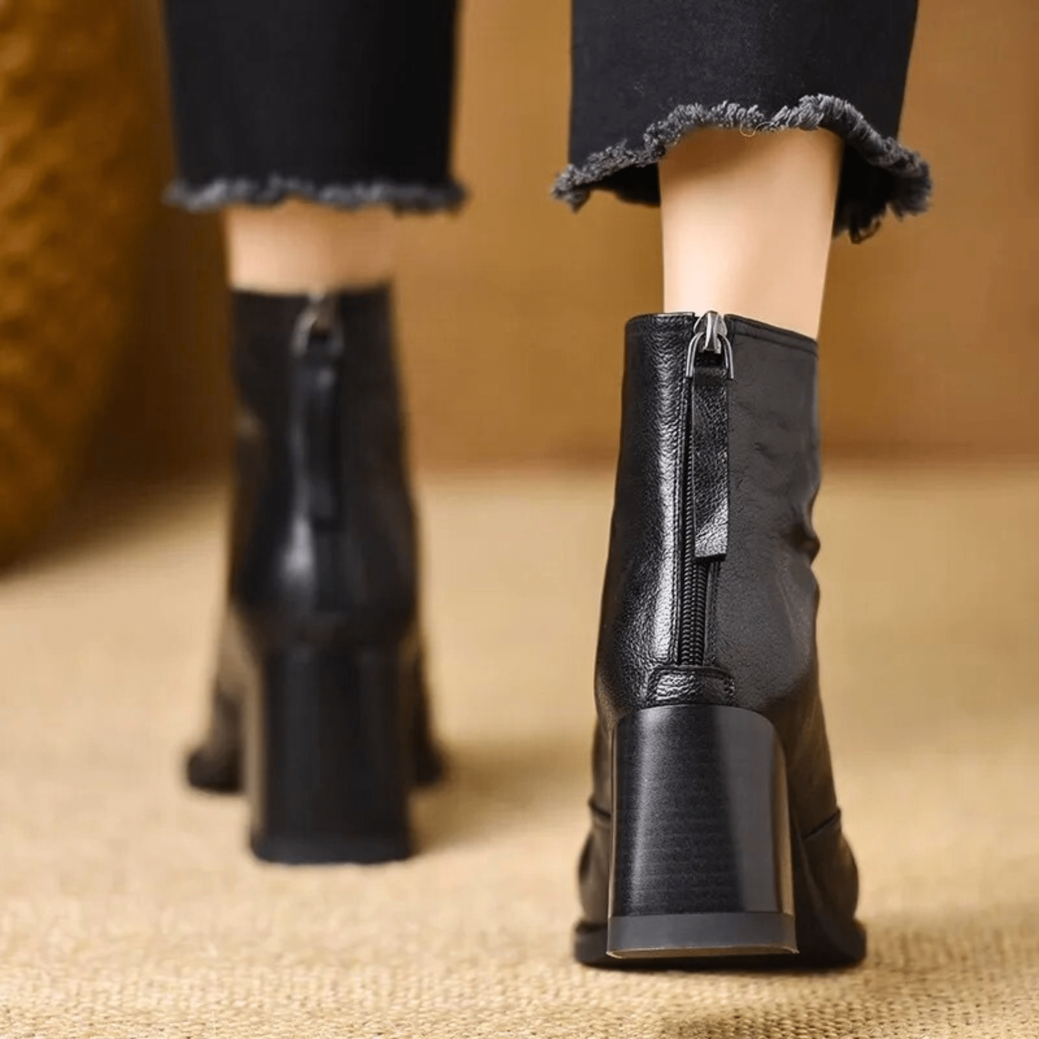 Women's Leather Block Heel Ankle Boots – The Ovelle | Huna