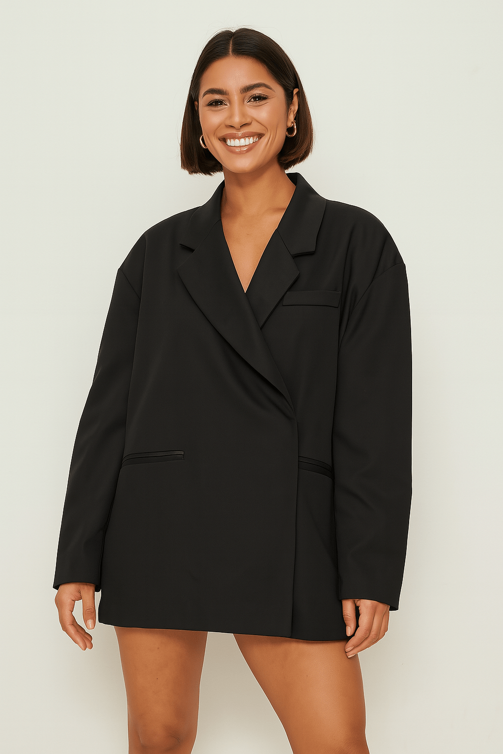 Women's Oversized Blazer UK – clean buttonless fit, view 5