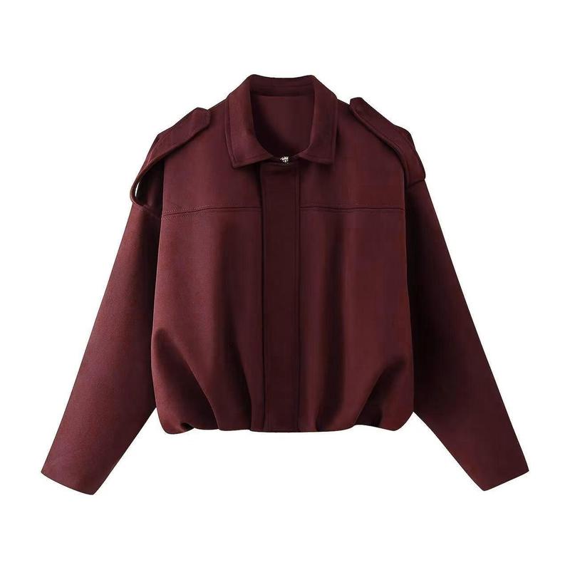 Women's Suede Bomber Jacket UK – Oversized Zip Front | The Tallis | Huna
