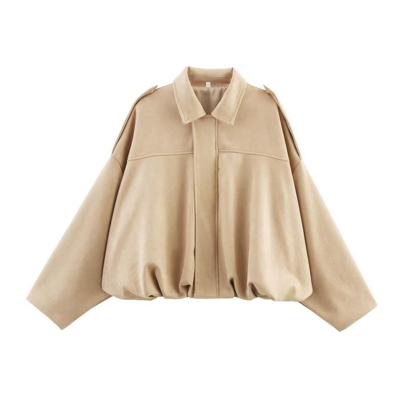 Women's Suede Bomber Jacket UK – Oversized Zip Front | The Tallis | Huna