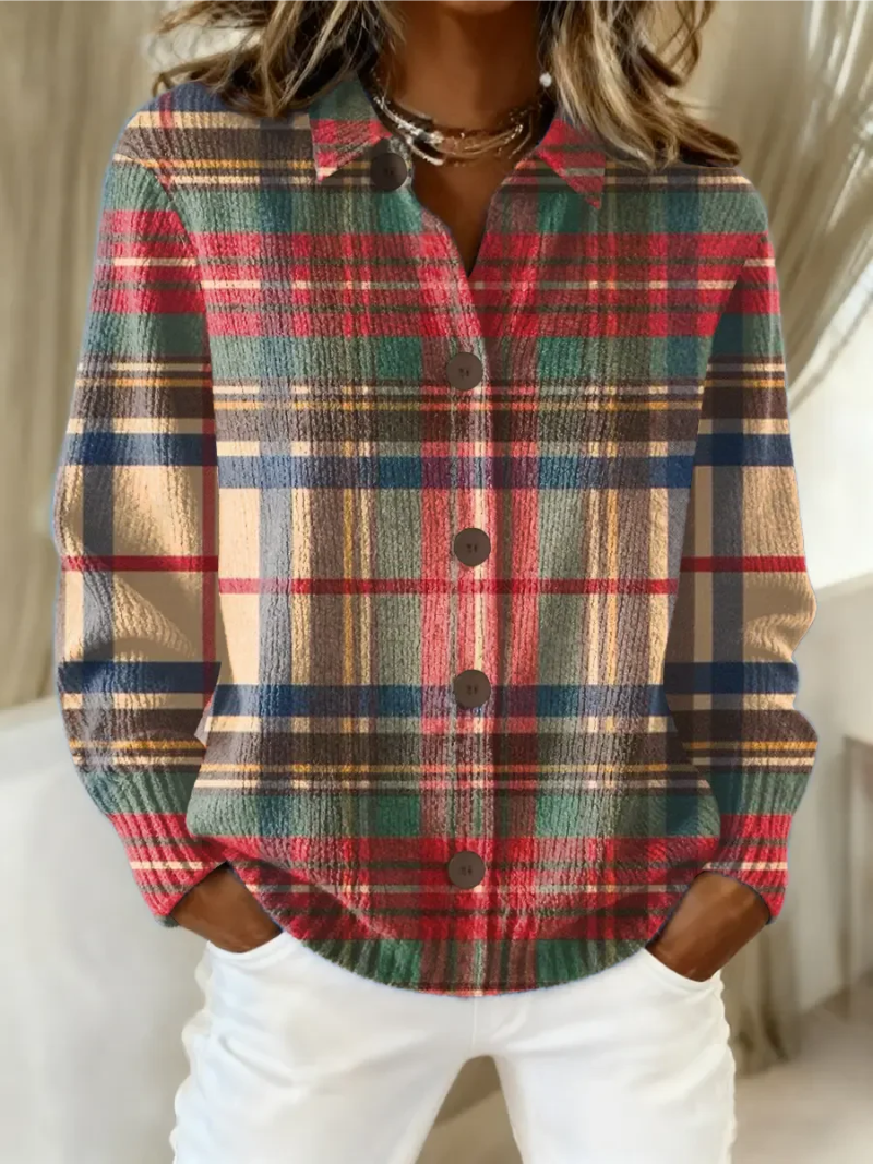 Women's Plaid Button Cardigan UK – Multicolor Knit | The Anouk | Huna