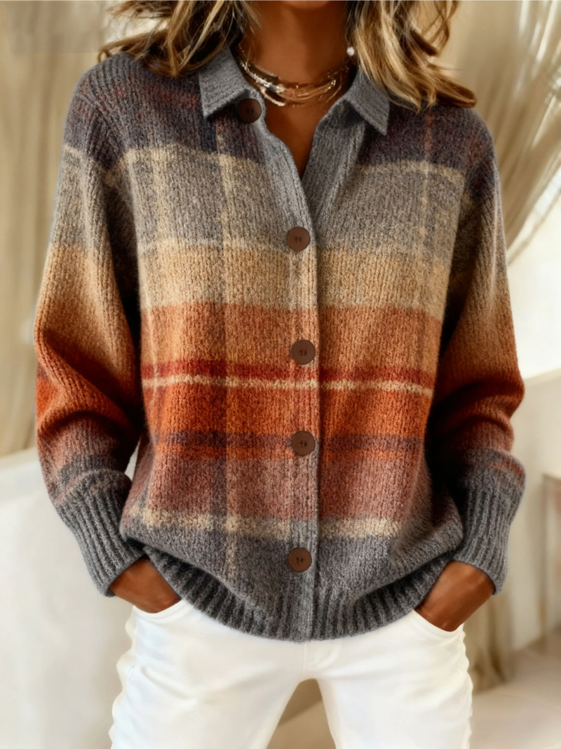 Women's Plaid Cardigan UK – Autumn Ombre Knit | The Marigold | Huna