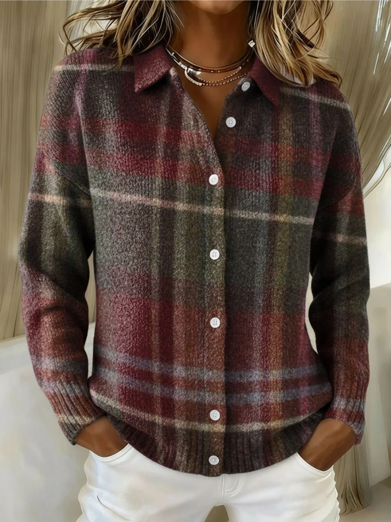 Women's Plaid Knit Cardigan UK – Classic | The Rosalind | Huna