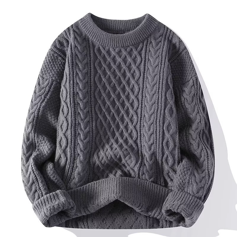 Women's Cable Knit Jumper UK – textured crew neck, view 4