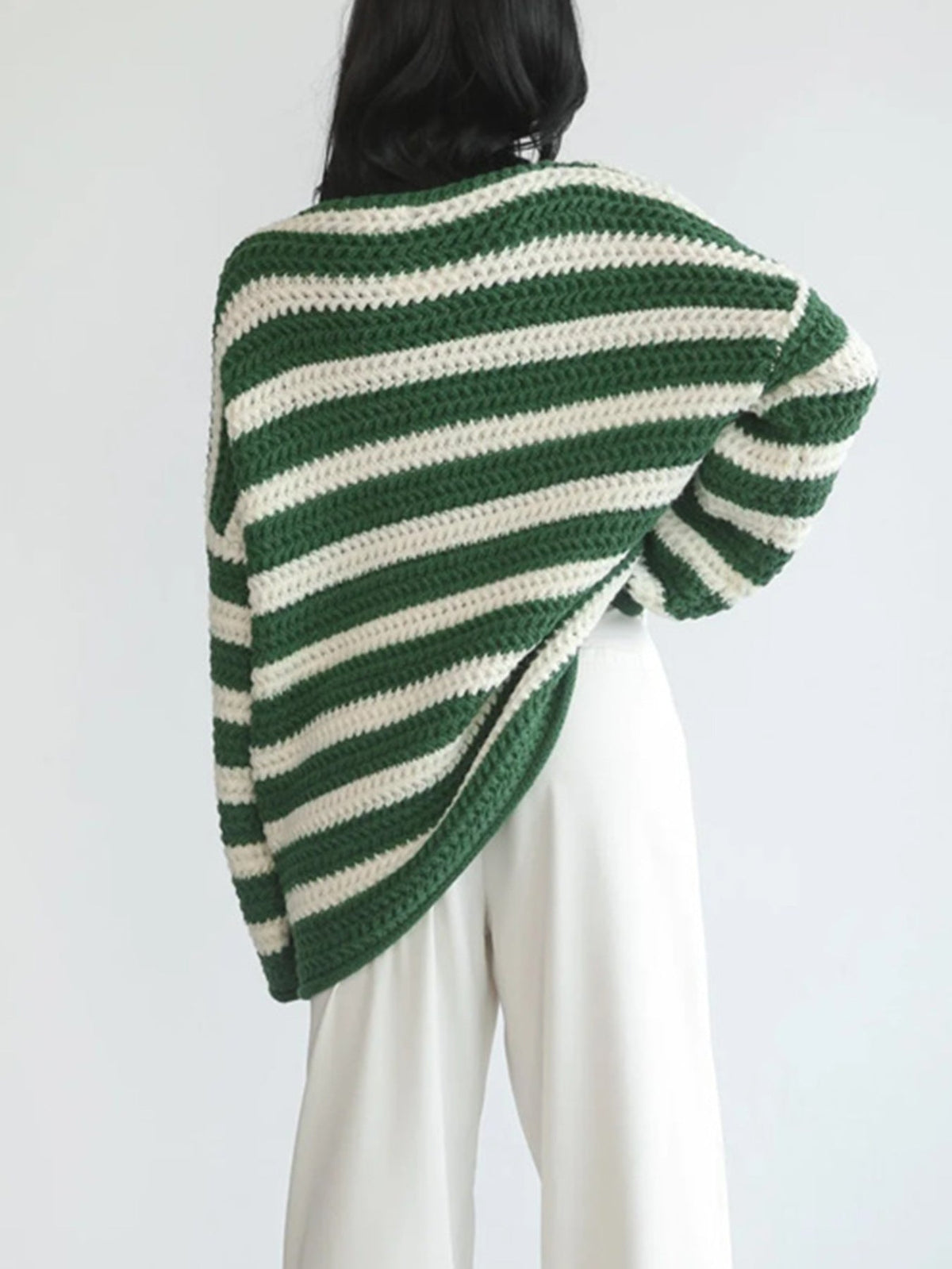 Women's Chunky Striped Jumper UK – textured knit, view 3