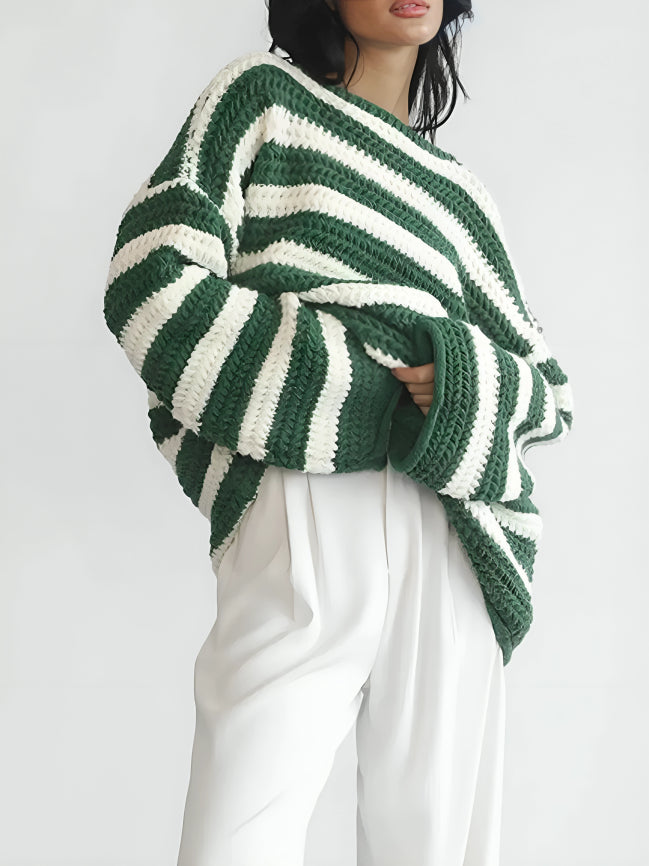 Women's Chunky Striped Jumper UK – textured knit, view 1