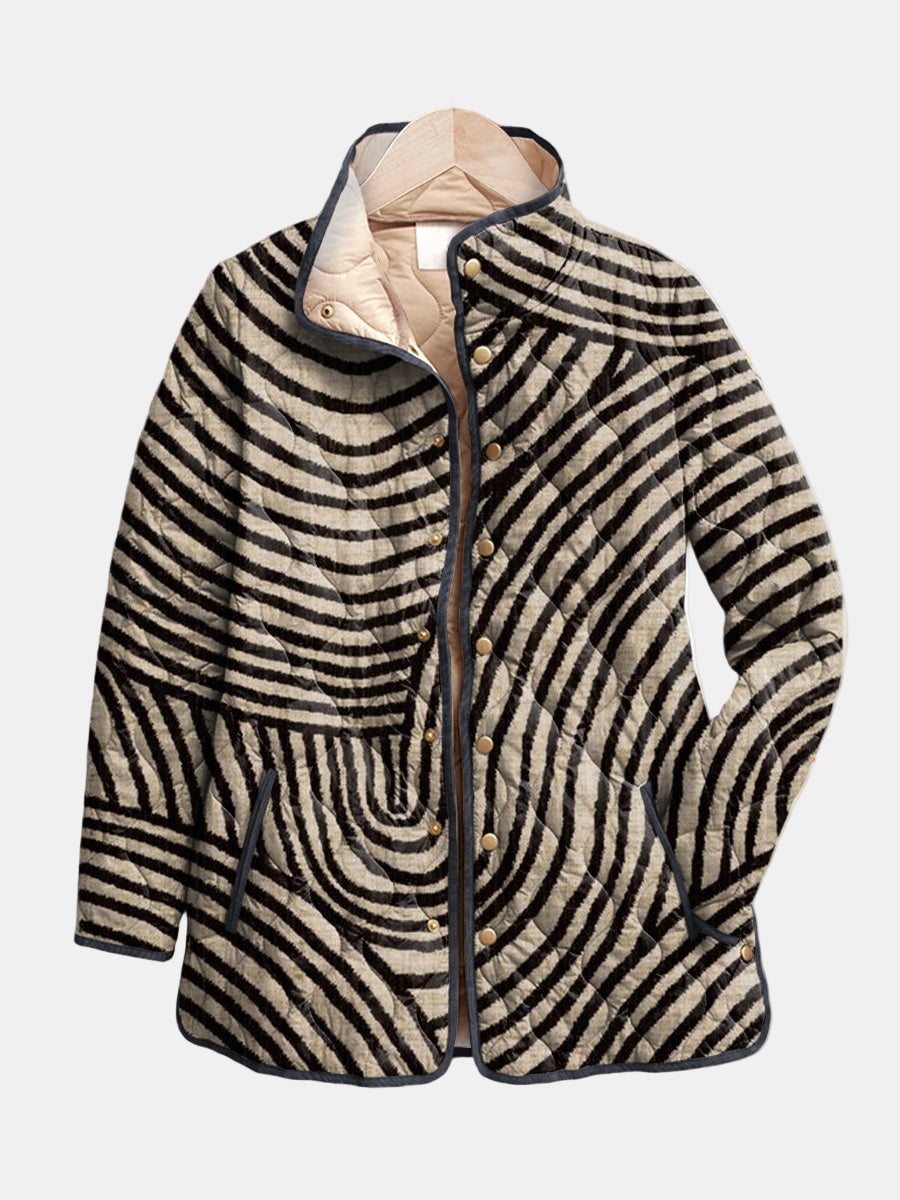 Women's Hand-Drawn Circle Print Jacket UK – Quilted Lightweight | The Inaya | Huna
