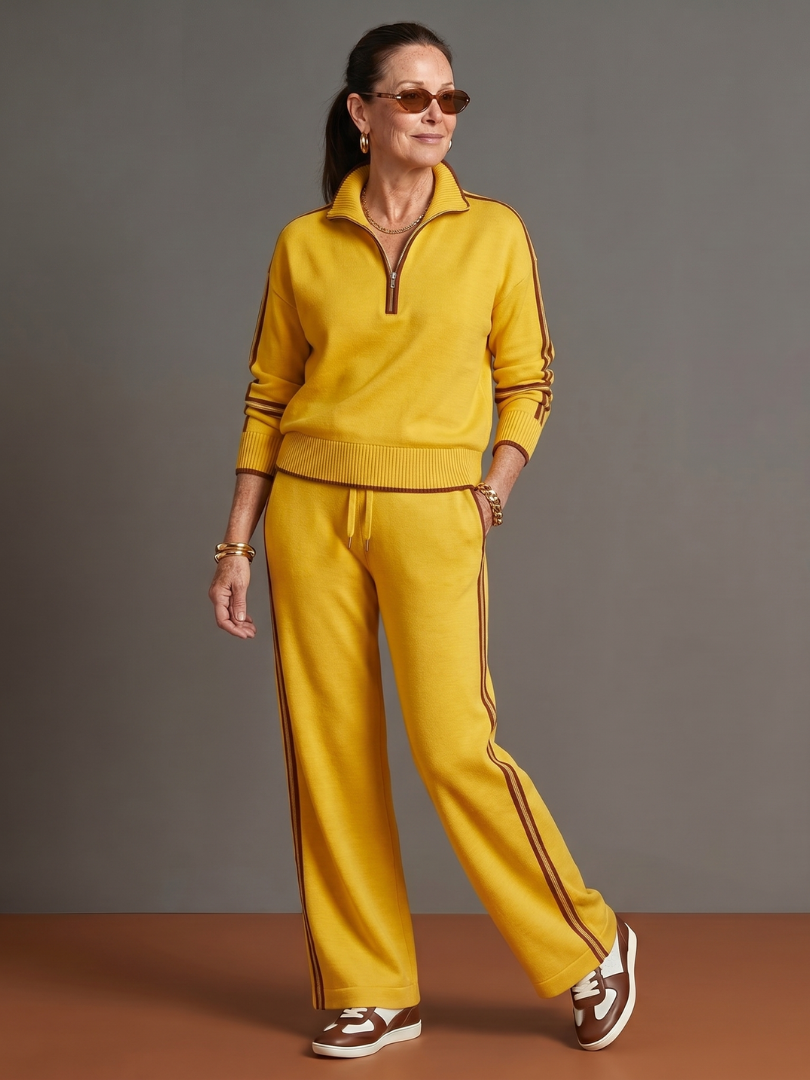 Women's Knit Lounge Set – Zip Neck Co-ord | The Rain | Huna
