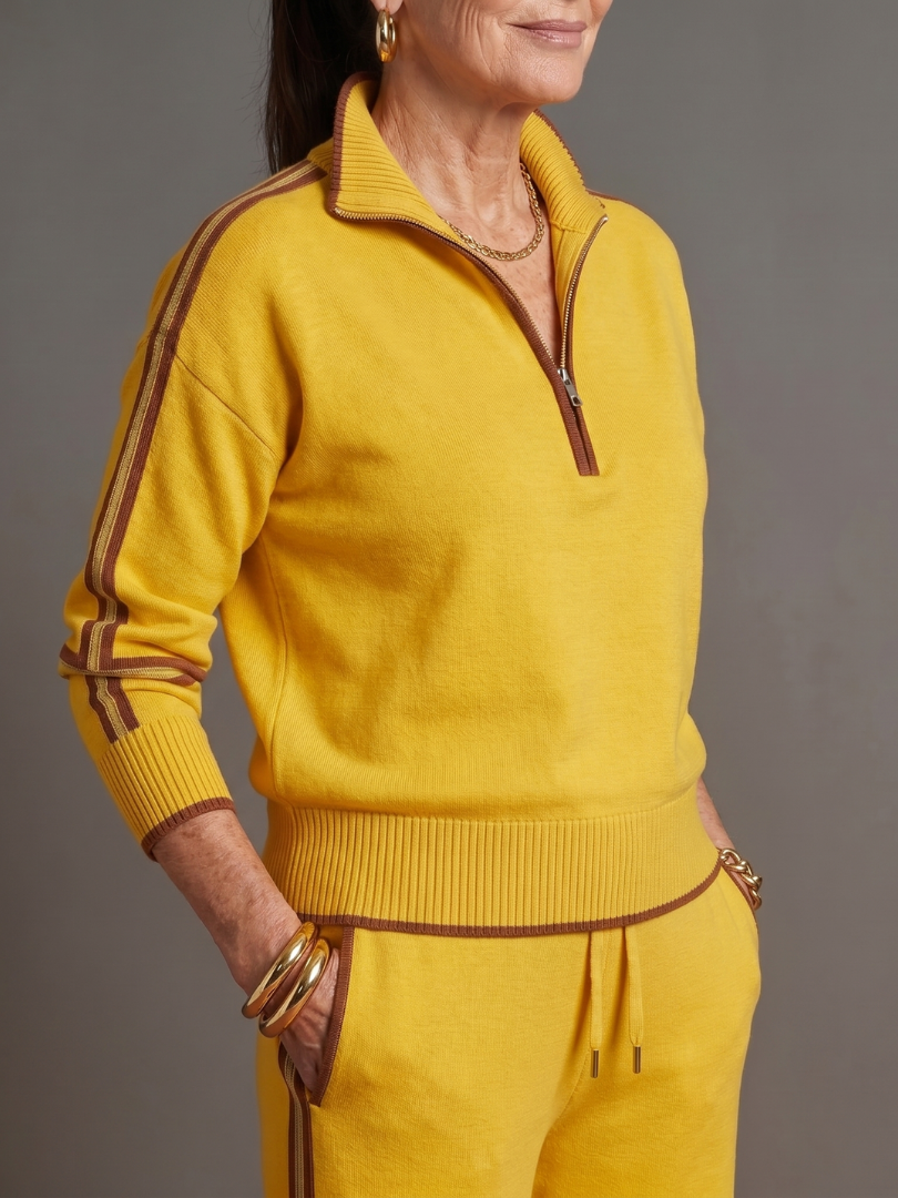 Women's Knit Lounge Set – Zip Neck Co-ord | The Rain | Huna