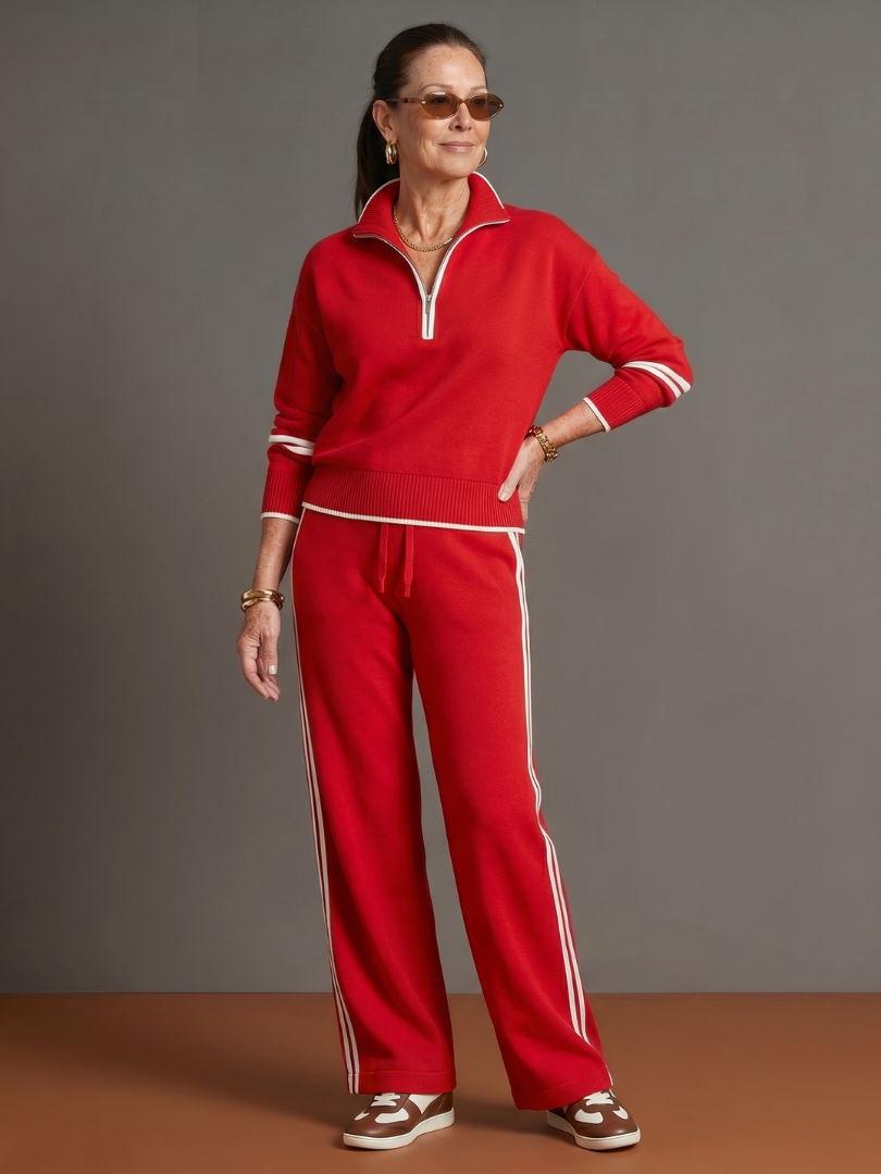 Women's Knit Lounge Set – Zip Neck Co-ord | The Rain | Huna