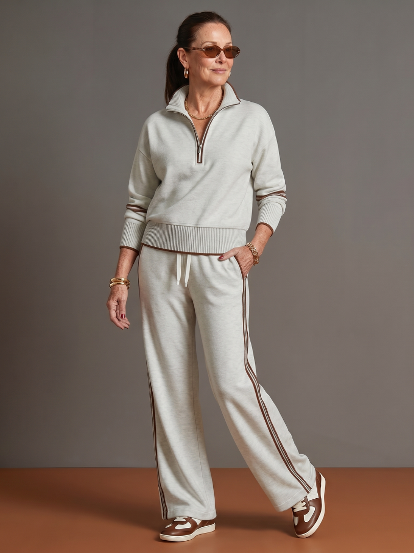 Women's Knit Lounge Set – Zip Neck Co-ord | The Rain | Huna