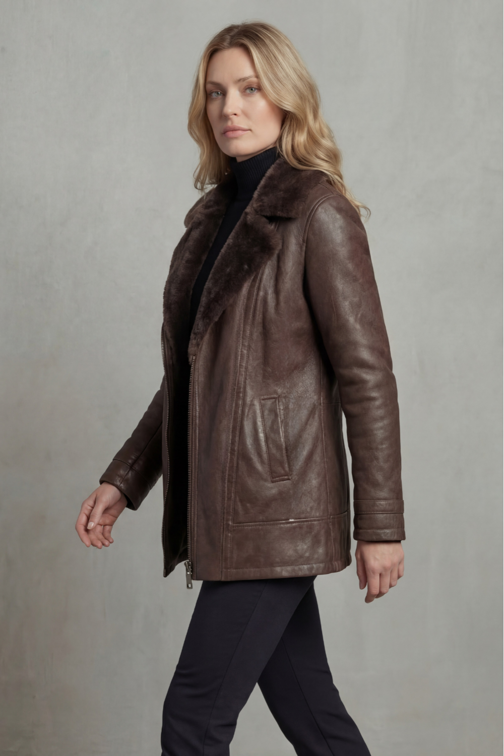 Women's shearling jacket – The Ismeria by Huna – view 3