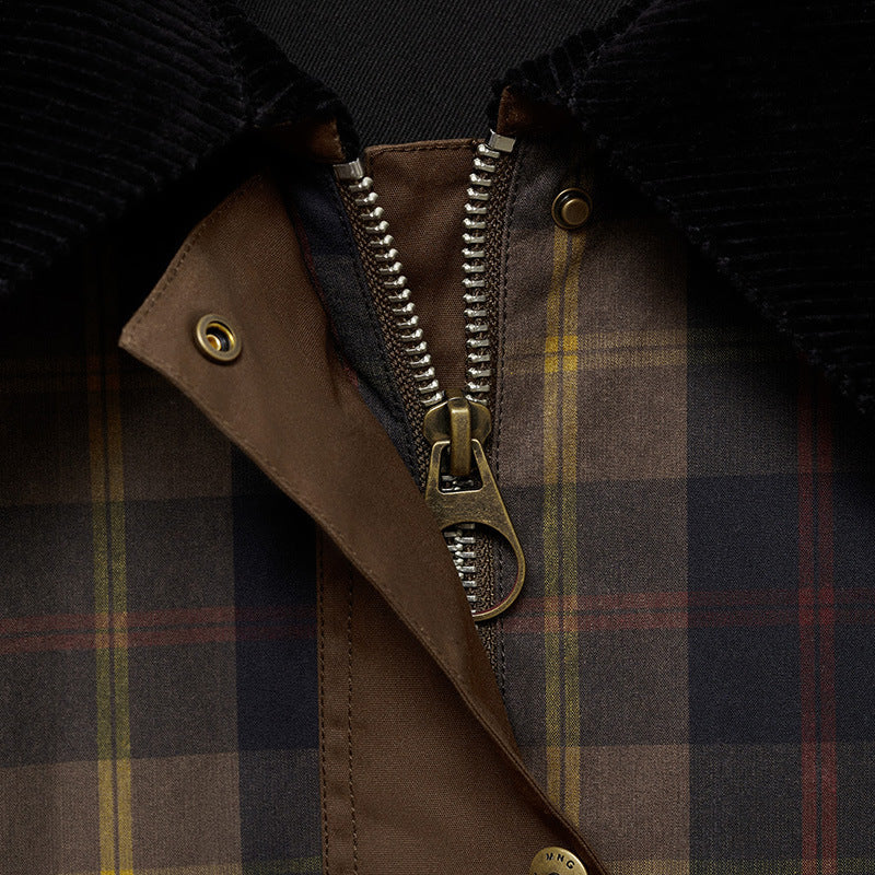 Women's Plaid Jacket UK – Corduroy Collar Snap Buttons | The Gwendolyn | Huna