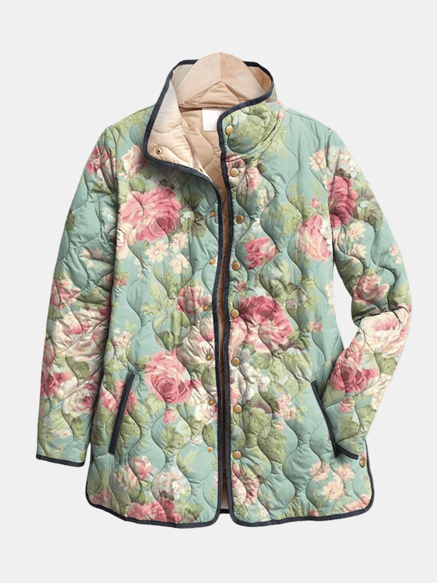 Women's Retro Floral Quilted Jacket UK – Year-Round Comfort | The Philomena | Huna