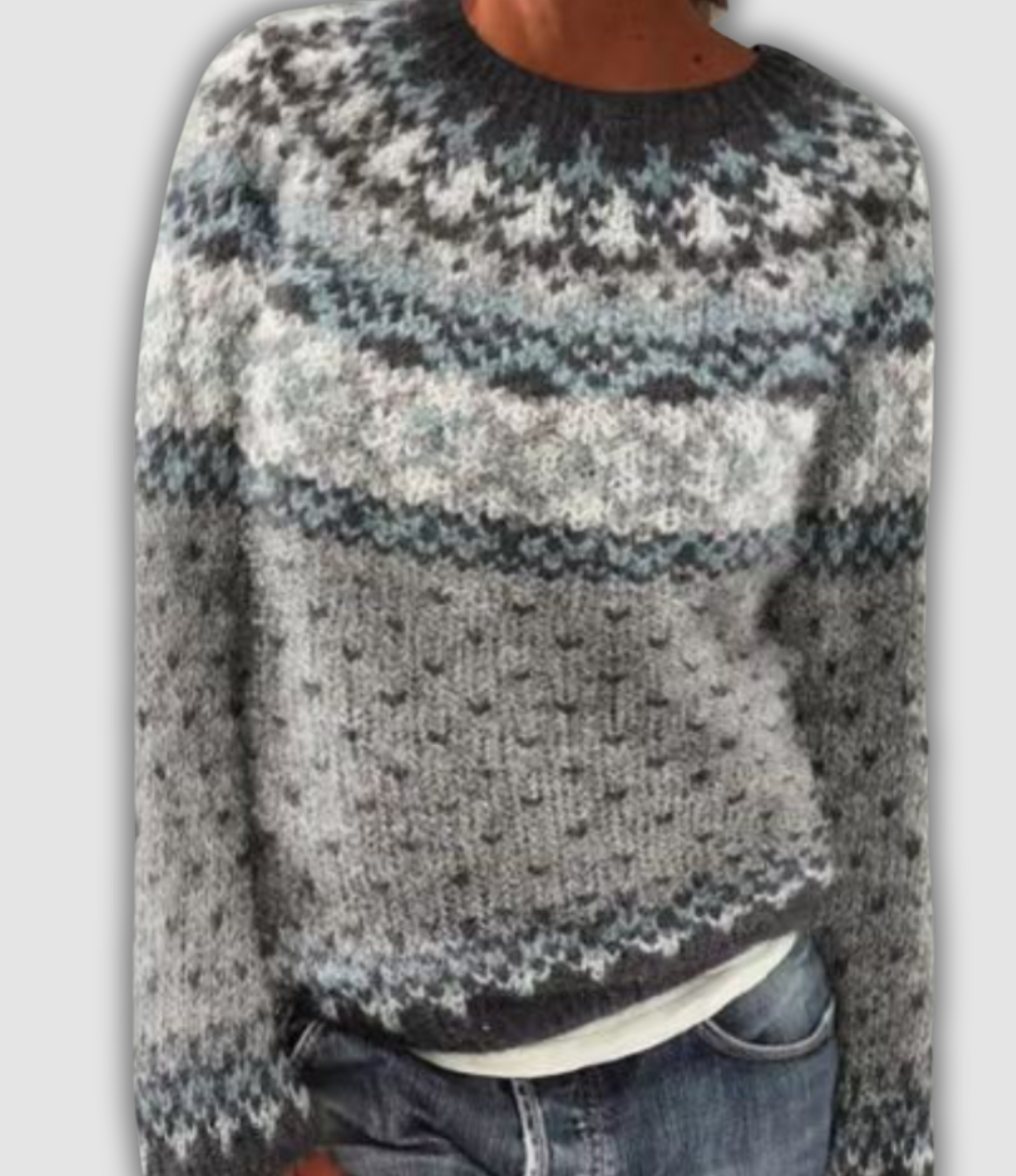 Women's Nordic Pattern Sweater UK – Retro Multi-Color Knit | The Astrid | Huna