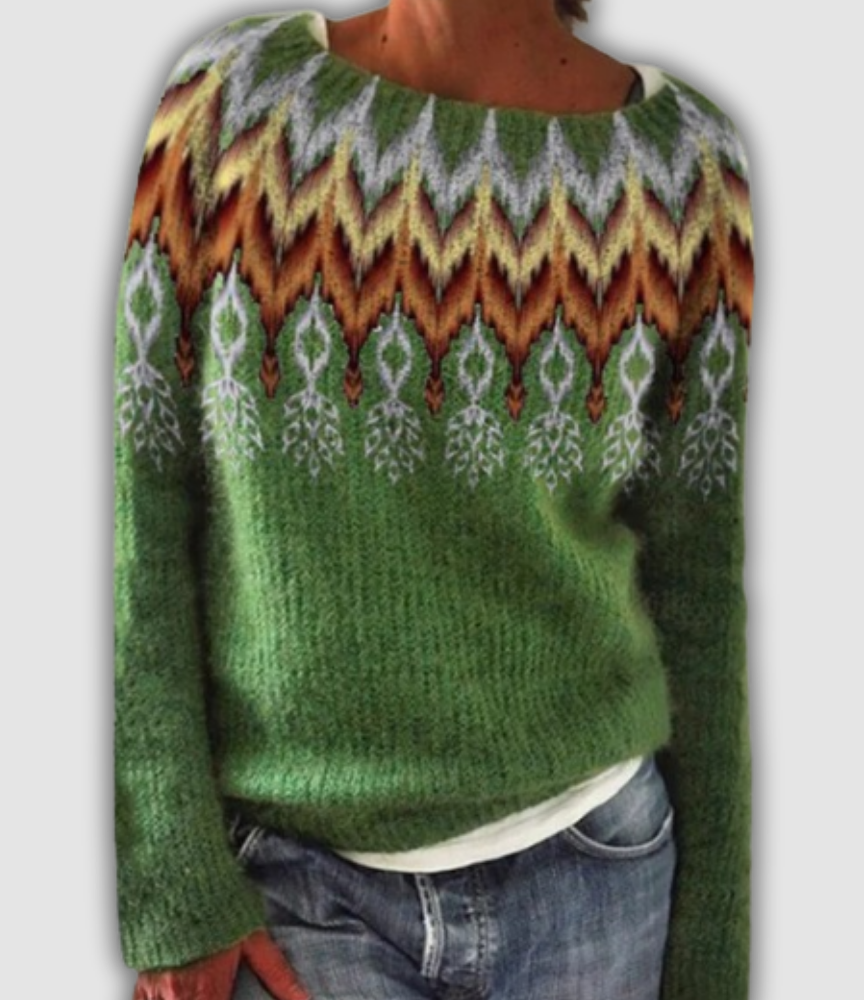 Women's Retro Nordic Pattern Sweater UK – Multicolor Knit | The Ingrid | Huna