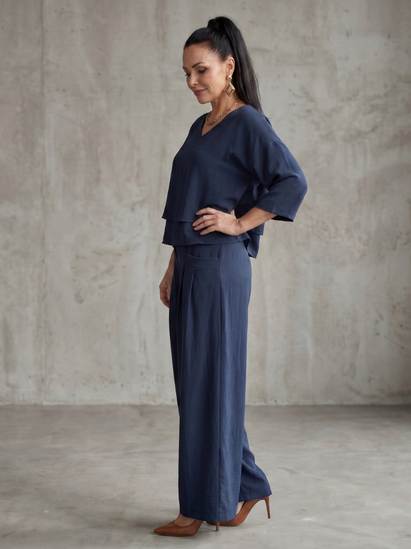 Women's Two Piece Set – Layered Top & Wide Leg Co-ord | The River | Huna