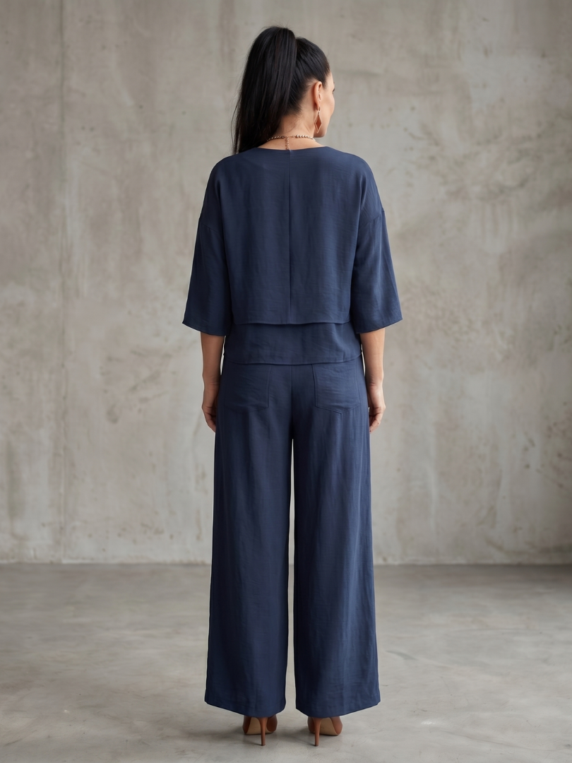 Women's Two Piece Set – Layered Top & Wide Leg Co-ord | The River | Huna
