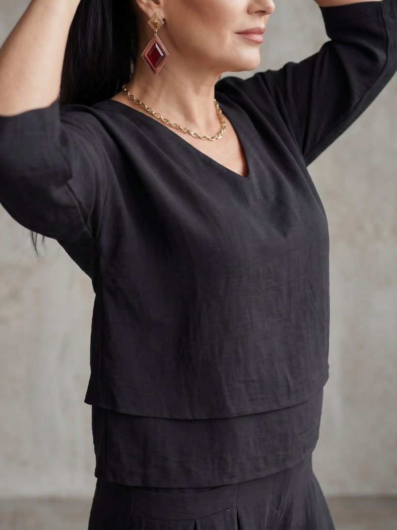 Women's Two Piece Set – Layered Top & Wide Leg Co-ord | The River | Huna