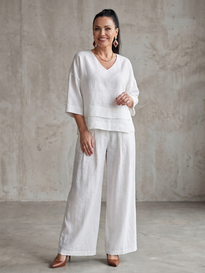 Women's Two Piece Set – Layered Top & Wide Leg Co-ord | The River | Huna