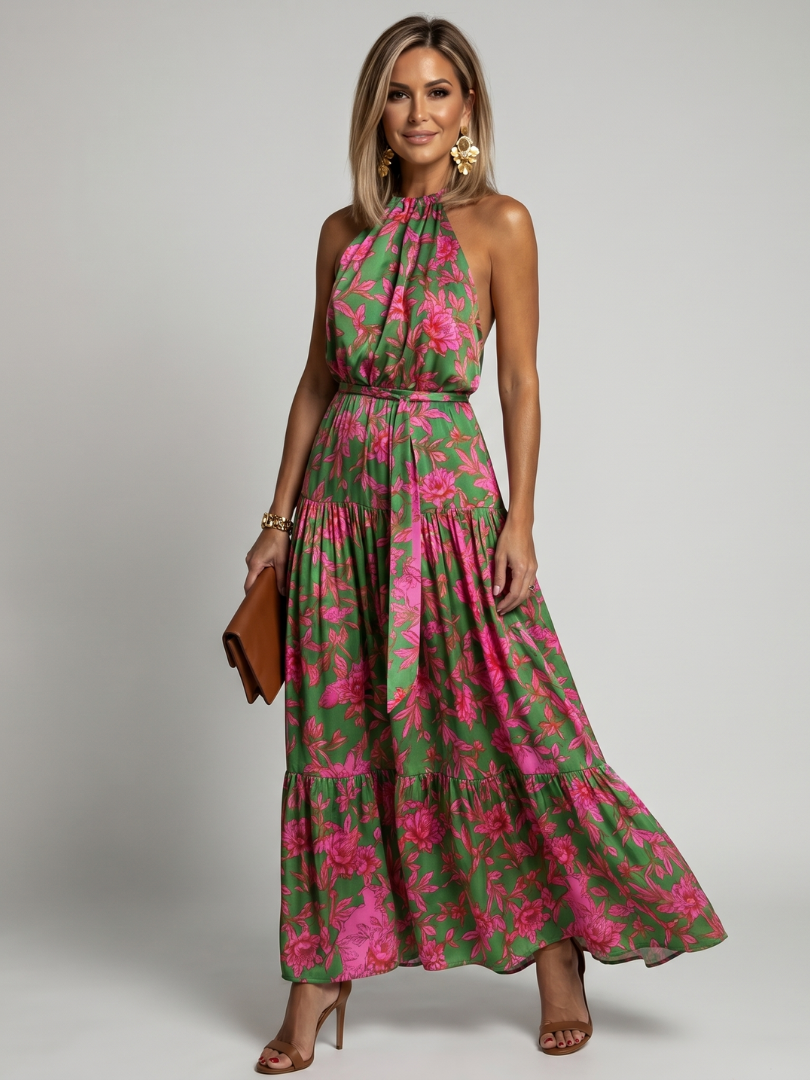 Rowen – Women's Draped Halter Midi Dress | Huna