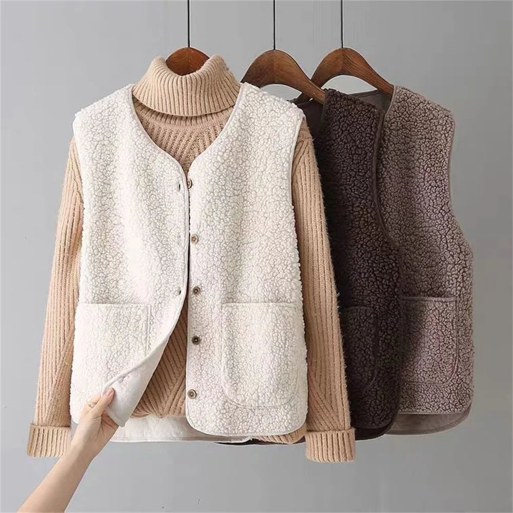 Women's Wool Knitted Vest UK – Sleeveless Layer – The Eudoxie – image 1
