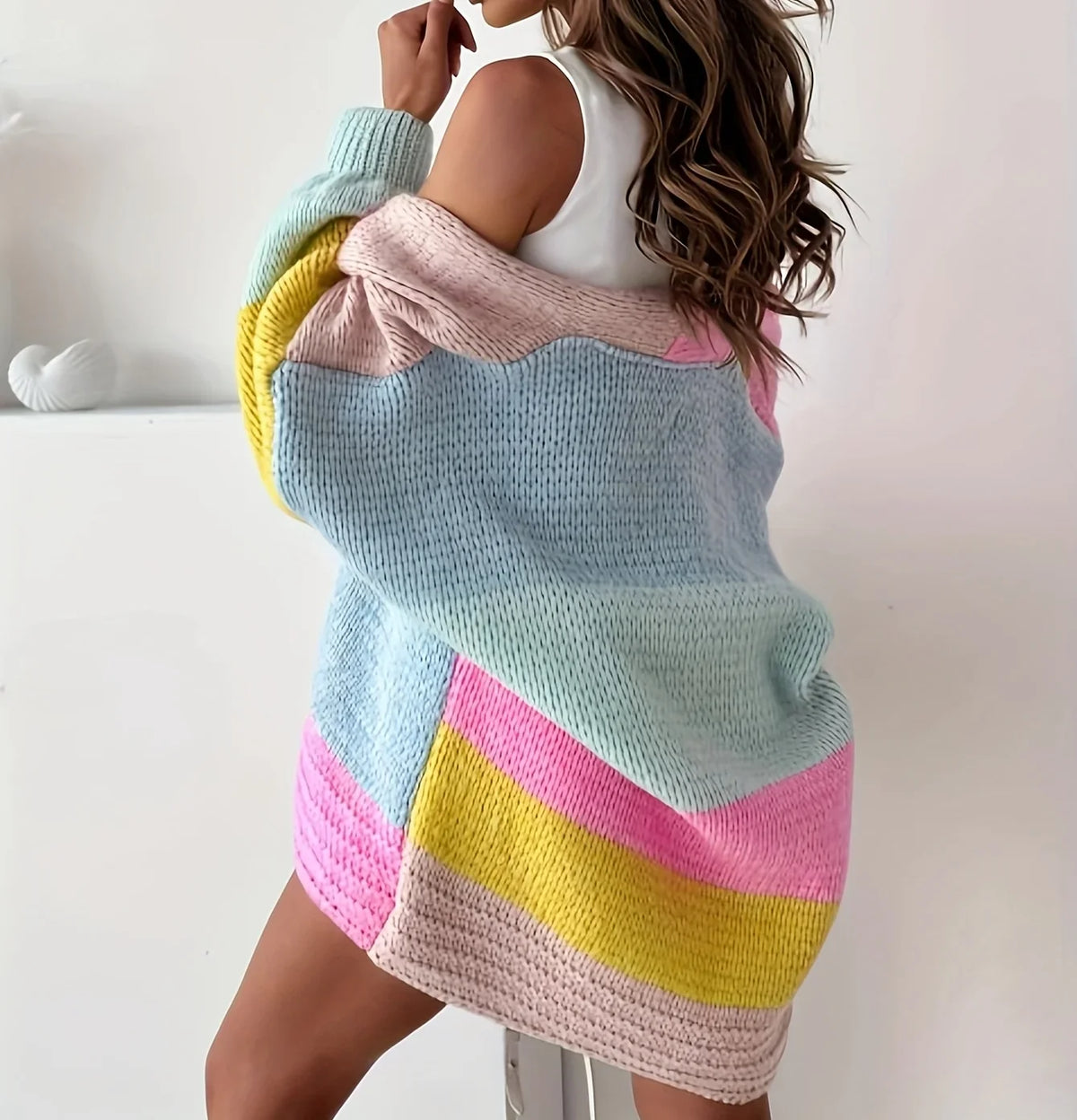 Women's Colour Block Cardigan UK – statement knit, view 2