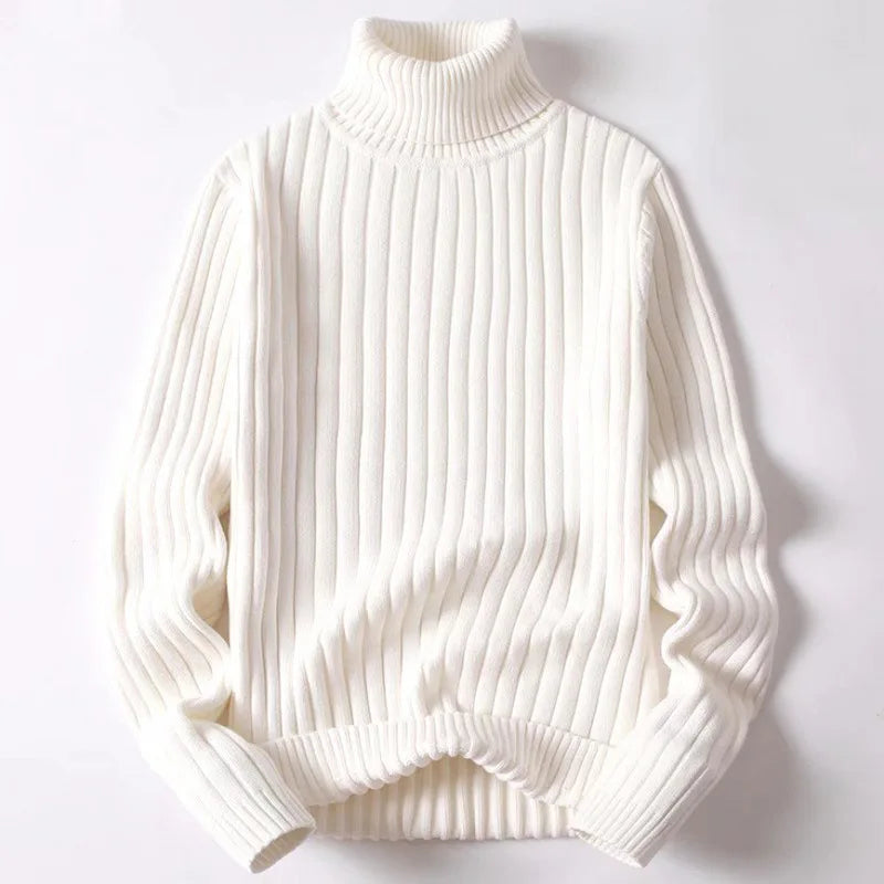 Women's Thick Ribbed Roll Neck Jumper – warm structured knit – product view 2