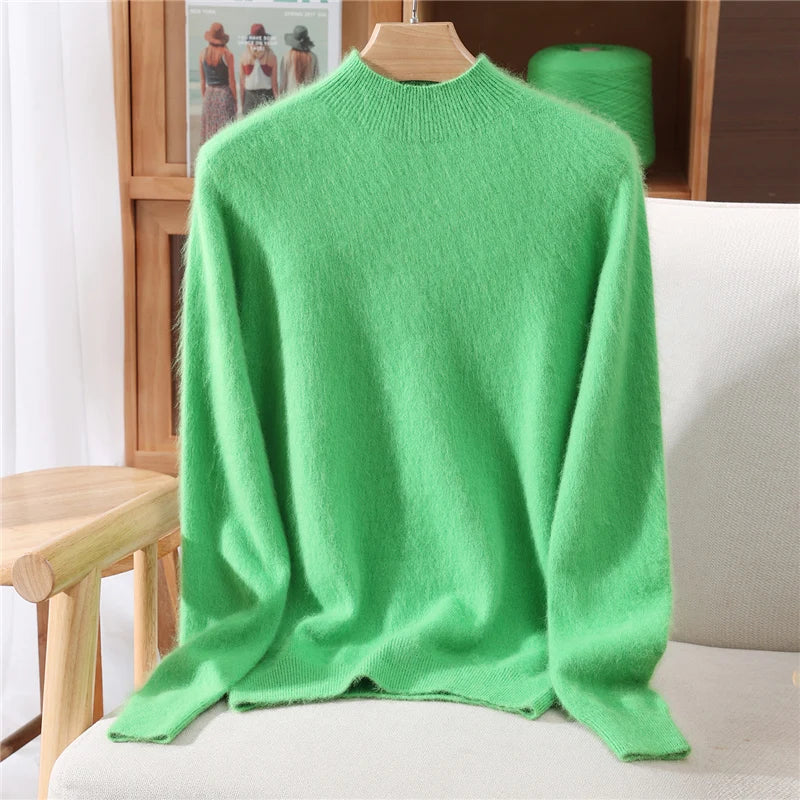 Women's Cashmere Mock Neck Jumper – soft relaxed knit – product view 5
