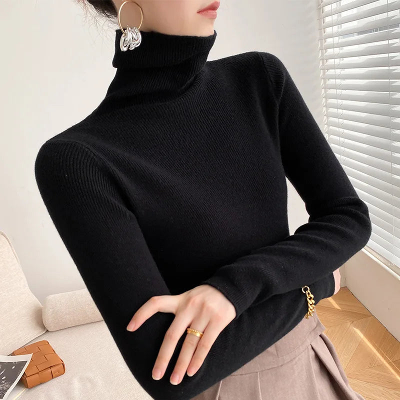 Women's Cashmere Roll Neck Jumper UK – lightweight layer, view 8