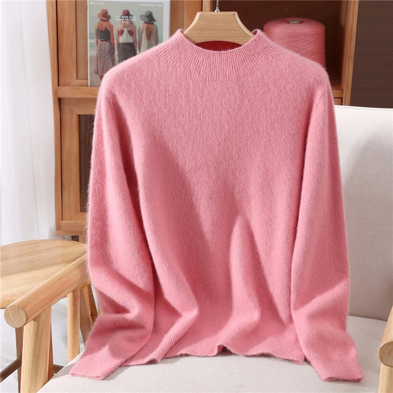 Women's Cashmere Mock Neck Jumper – soft relaxed knit – product view 6