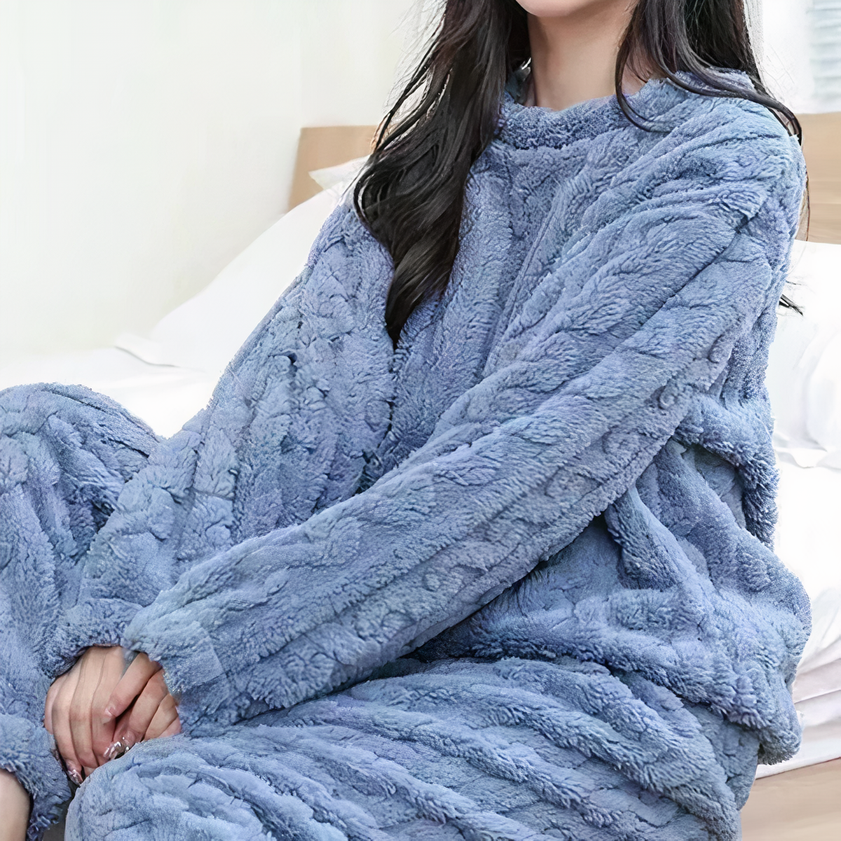 Women's Fleece Pyjama Set UK – warm loungewear, view 3