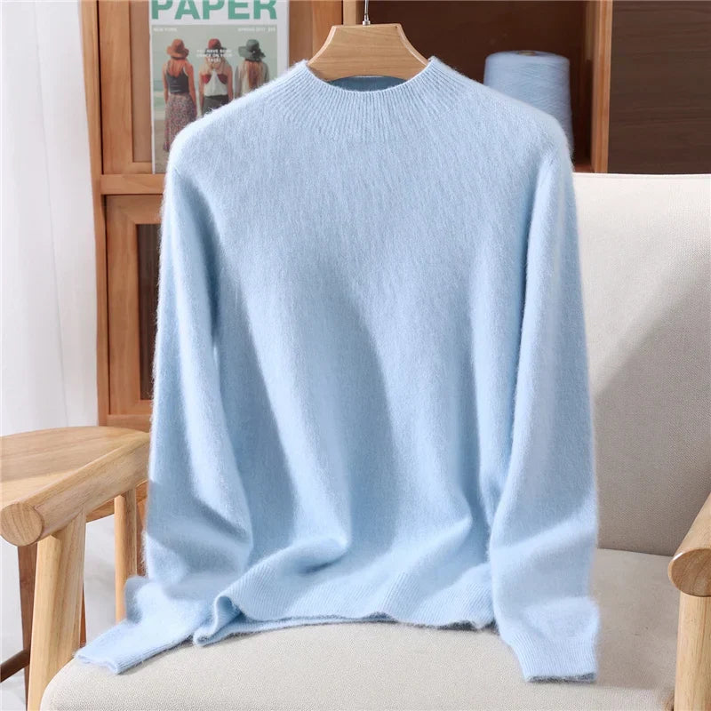 Women's Cashmere Mock Neck Jumper – soft relaxed knit – product view 1