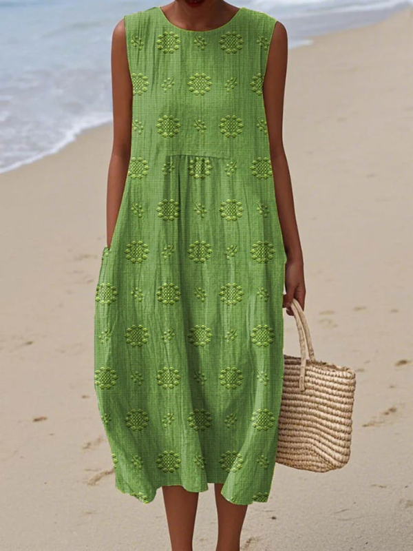 The Sara – Women's Patterned Midi Dress | Huna