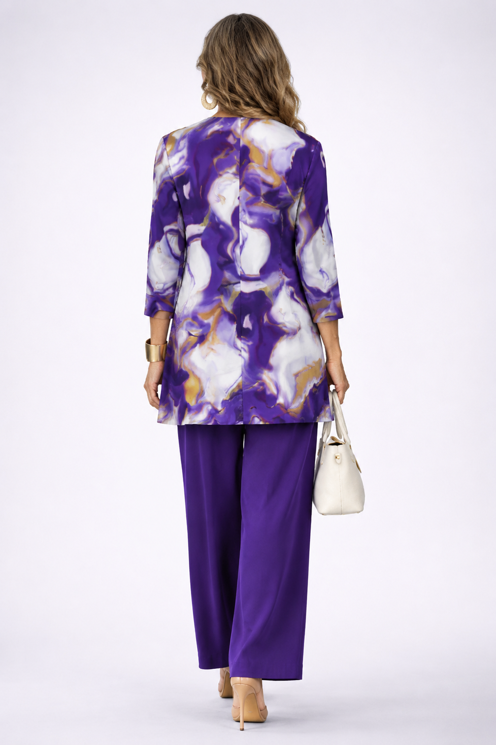 Women's 3 Piece Set UK – Purple & White | The Sara | Huna